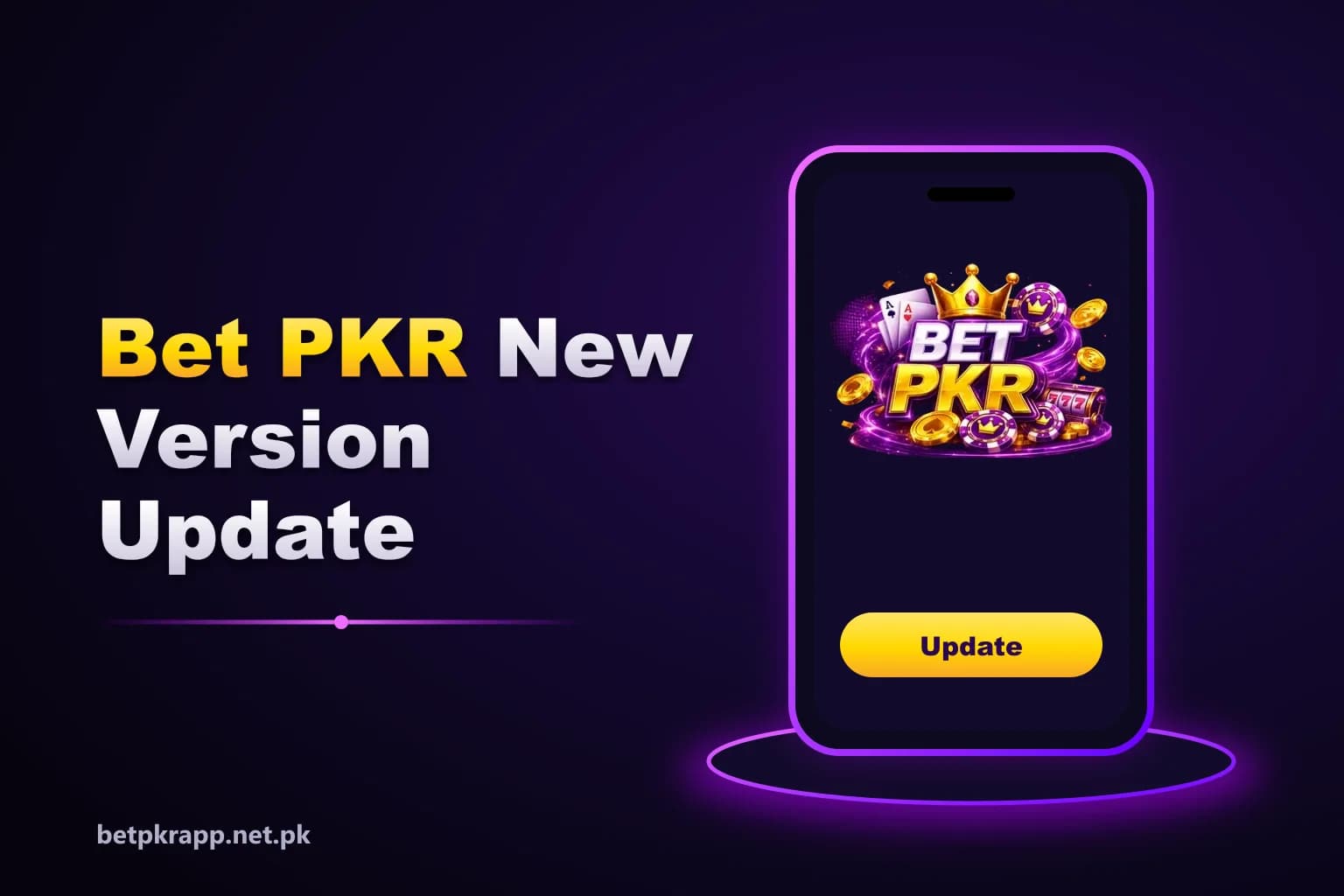 Betpkr in-app update prompt asking the user to download the new version