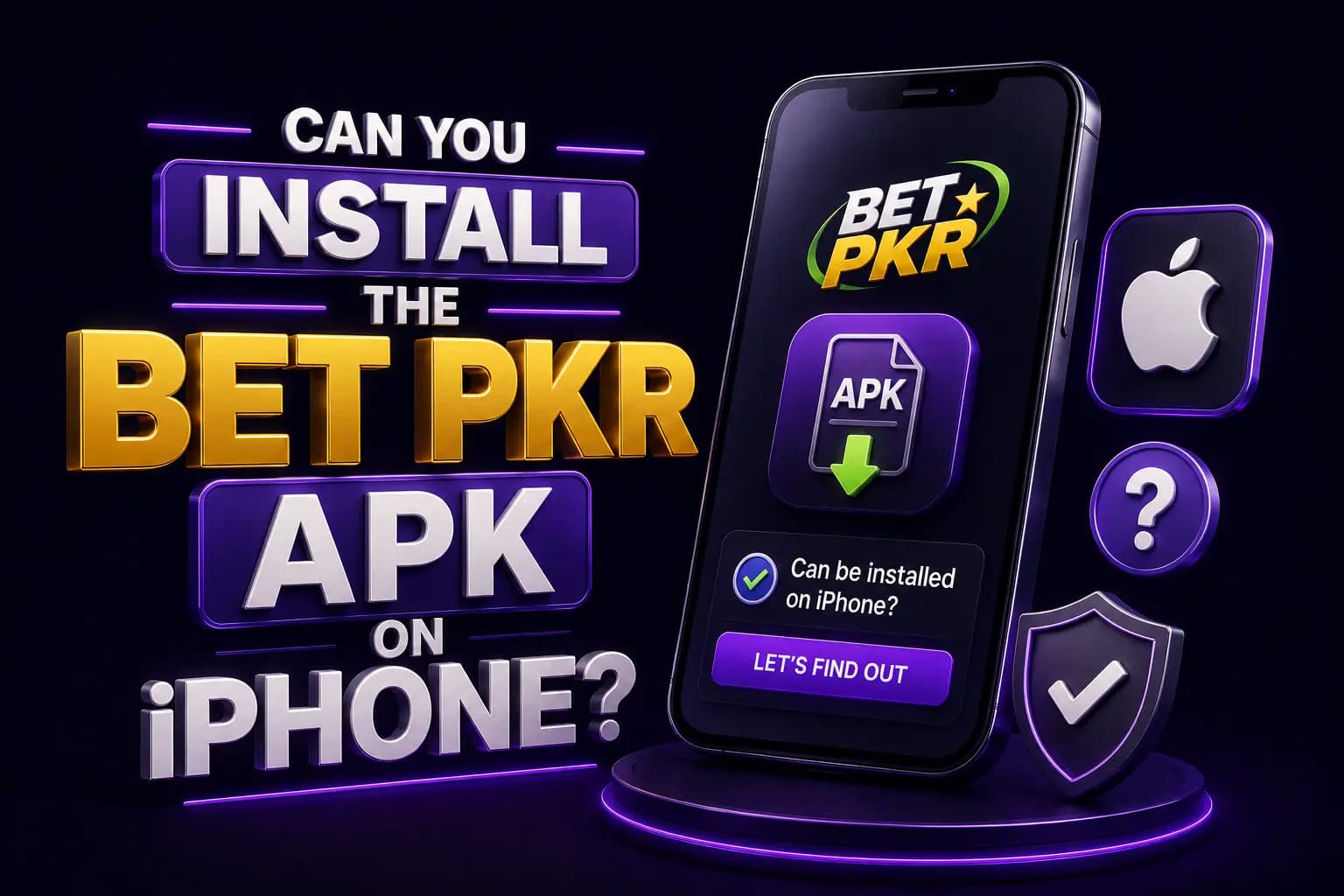 Bet PKR branded graphic showing an iPhone with the Bet PKR app, illustrating APK installation limits on iOS