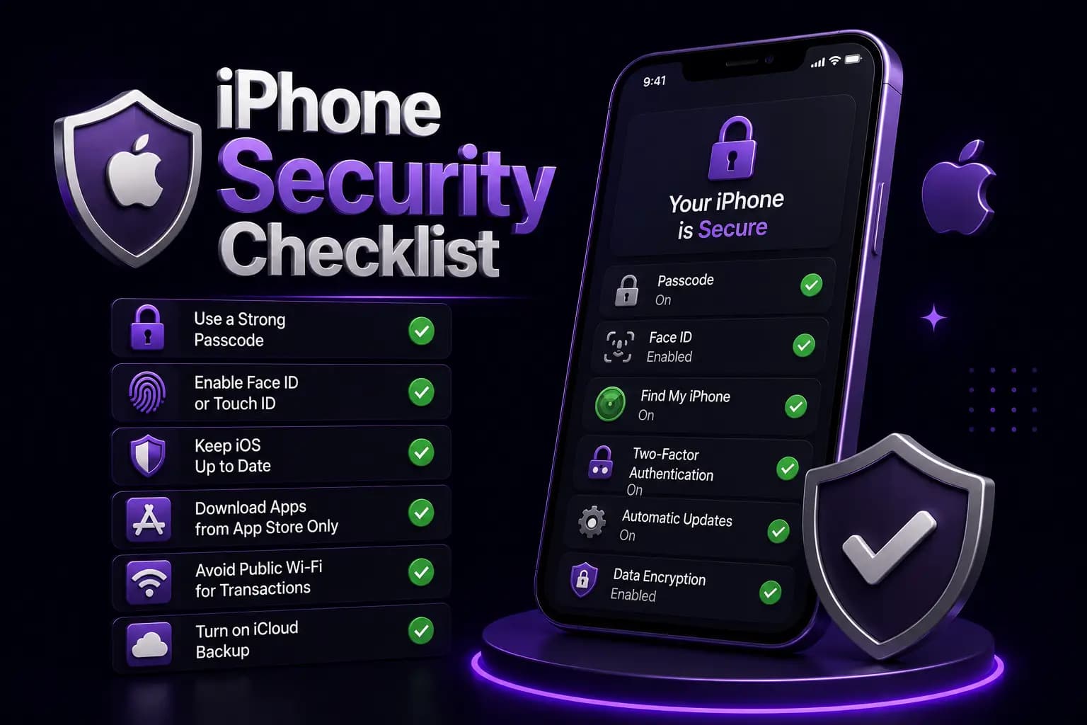Bet PKR branded graphic showing an iPhone security checklist for protecting a Bet PKR account