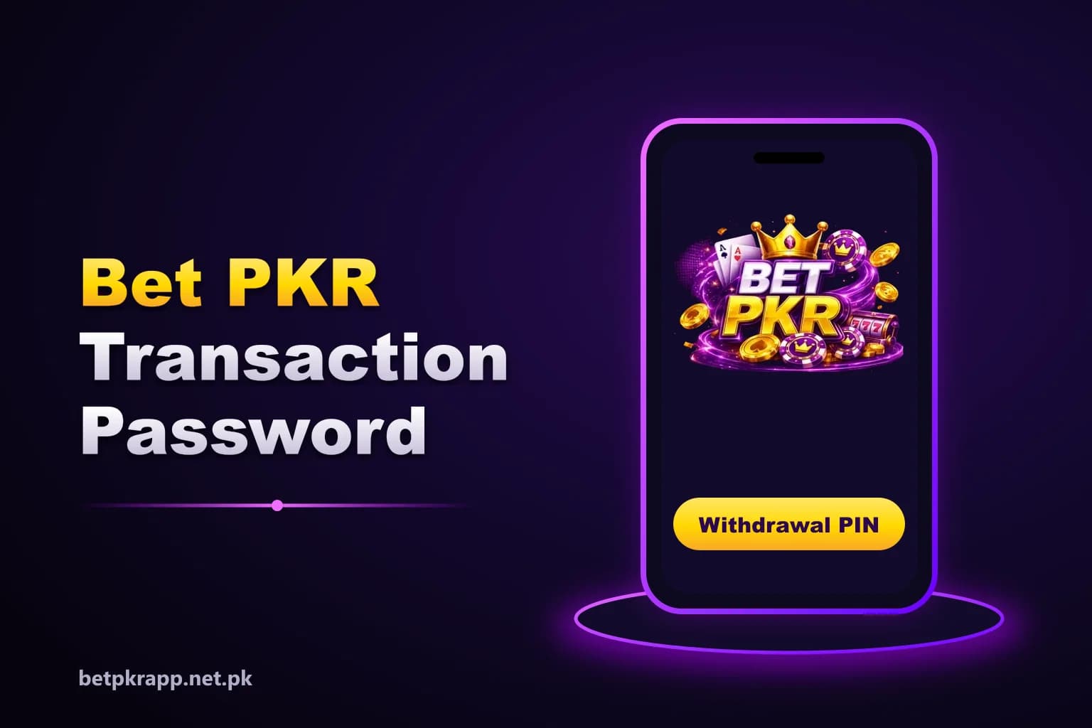 Betpkr withdrawal screen graphic showing a locked transaction password field on a smartphone