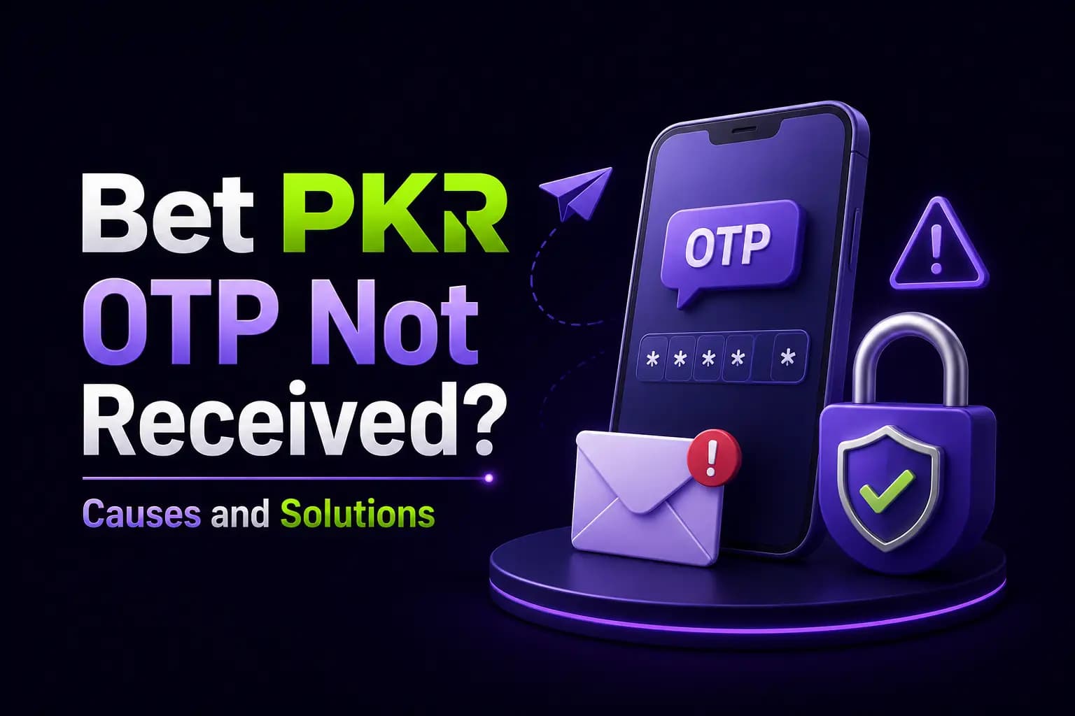 Bet PKR branded graphic showing a smartphone with a missing OTP verification message